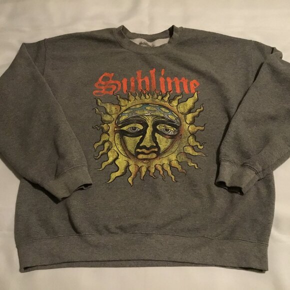 Sublime Sweatshirt Men's Large Gray Long Beach Sun Crewneck Pullover Band - Picture 1 of 8